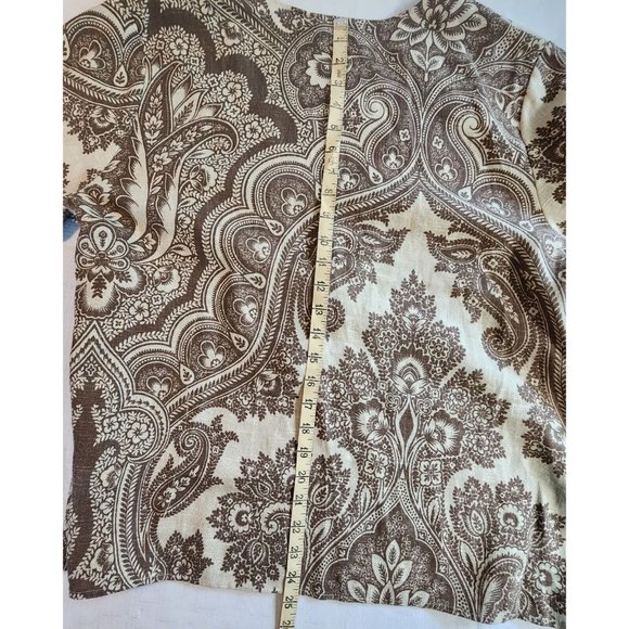 Cloz's NY Vintage Cotton Tan Paisley Floral Tie Front Women's Large Cardigan - Picture 7 of 9